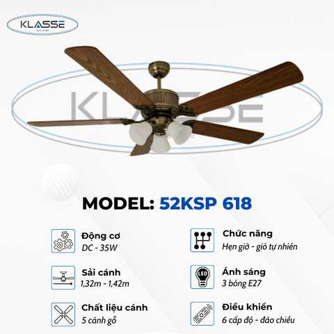 Quạt trần chùm đèn Klasse 52KSP 618