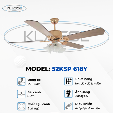 Quạt trần chùm đèn Klasse 52KSP 618Y