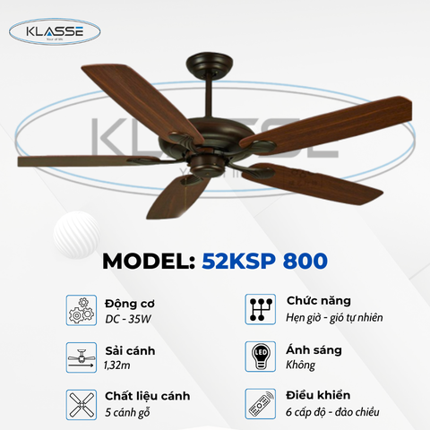 Quạt trần không đèn Klasse 52KSP 800