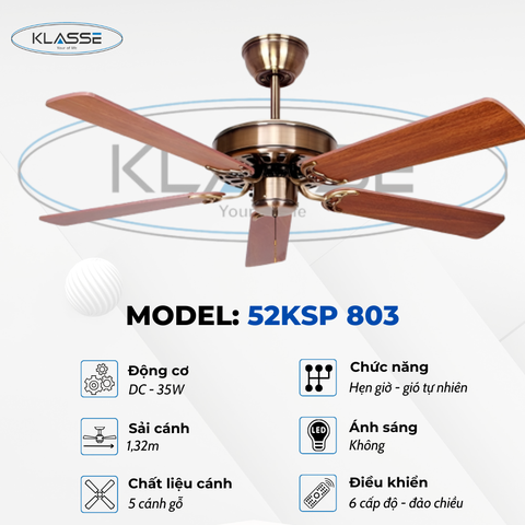 Quạt trần không đèn Klasse 52KSP 803