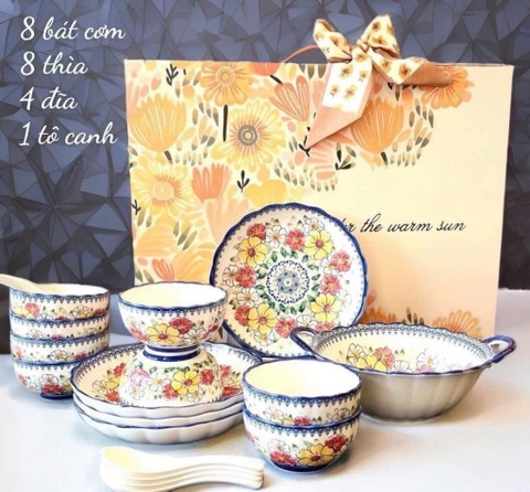 BỘ BÁT ĂN CAO CẤP - HOA VĂN NGHỆ THUẬT ĐỘC ĐÁO