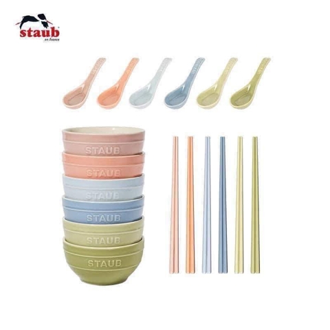 BỘ BÁT ĐŨA 18 MÓN STAUB MACARON MÀU PASTE