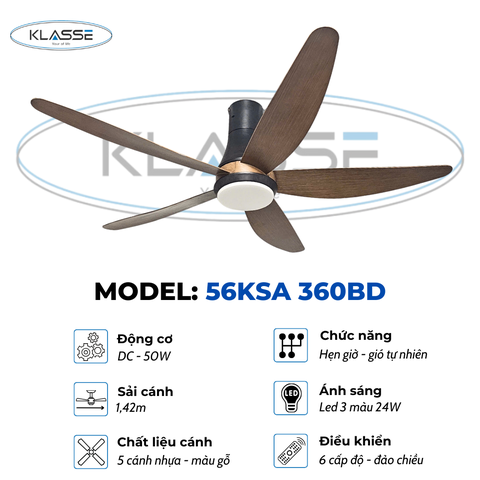 Quạt trần một đèn Klasse 56KSA 360BD