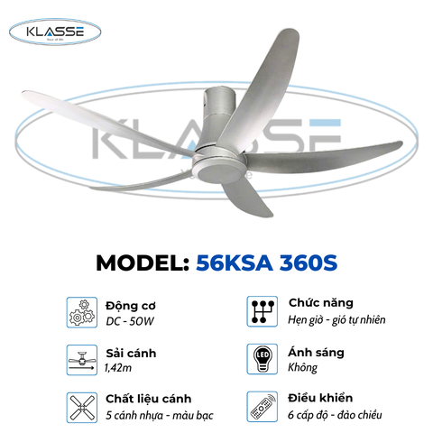 Quạt trần không đèn Klasse 56KSA 360S