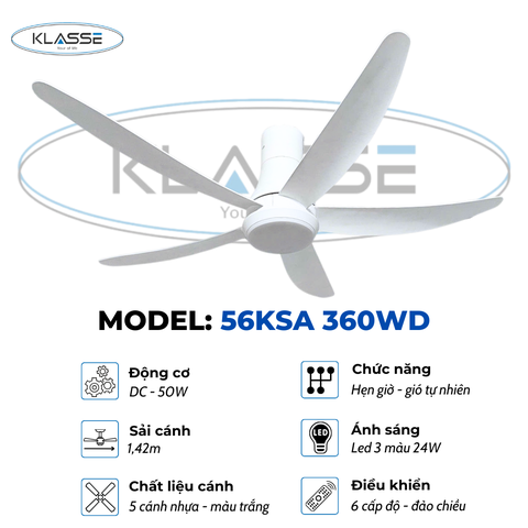 Quạt trần một đèn Klasse 56KSA 360WD
