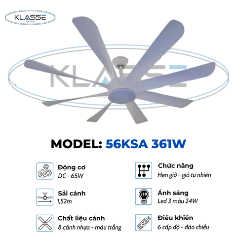 Quạt trần một đèn Klasse 56KSA 361W