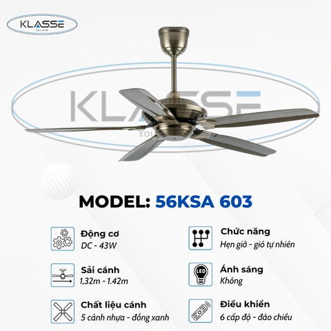 Quạt trần không đèn Klasse 56KSA 603