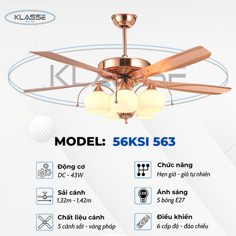 Quạt trần chùm đèn Klasse 56KSI 563