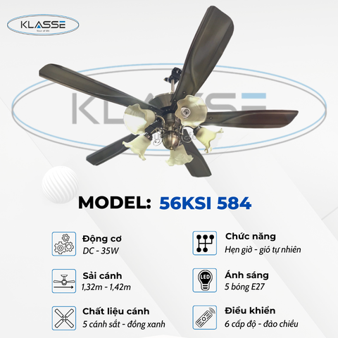 Quạt trần chùm đèn Klasse 56KSI 584