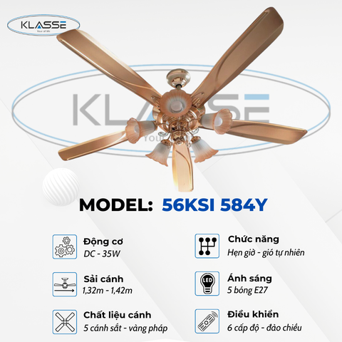 Quạt trần chùm đèn Klasse 56KSI 584Y