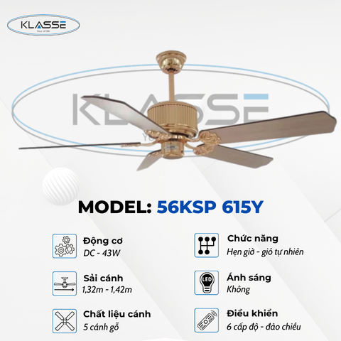 Quạt trần không đèn Klasse 56KSP 615Y