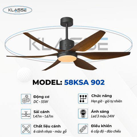 Quạt trần đèn Klasse 58KSA 902