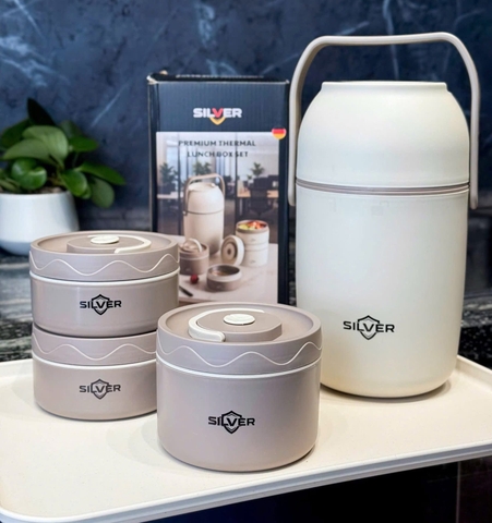 Cặp lồng cơm 3 ngăn Silver Lunch Box Germany