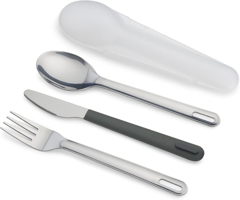 Bộ dao thìa dĩa Joseph Joseph 81135 Duo Steel Travel Cutlery màu Grey