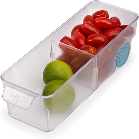 Khay chứa đồ 2 ngăn nhỏ Joseph Joseph 851662 FridgeStore™ Small Storage Bin có bánh lăn