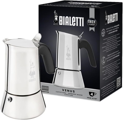 ẤM PHA CÀ PHÊ ESPRESSO BIALETTI VENUS 4 CUP MÀU BẠC