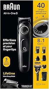 Tông Đơ Chuyên Cạo Tỉa Râu, Tóc, Lông Mũi, Tạo Kiểu Râu Braun 3470, 8-in-1