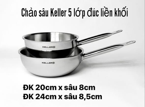 Chảo sâu lòng thép 5 lớp đúc liền Keller