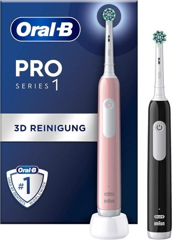 SET 2 BÀN CHẢI ĐÁNH RĂNG ORAL-B PRO SERIES 1 MÀU ĐEN, HỒNG