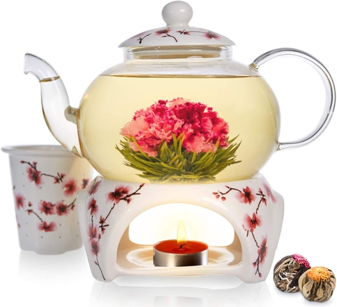 Ấm trà thủy tinh đun bằng nến Teabloom Petite Petite