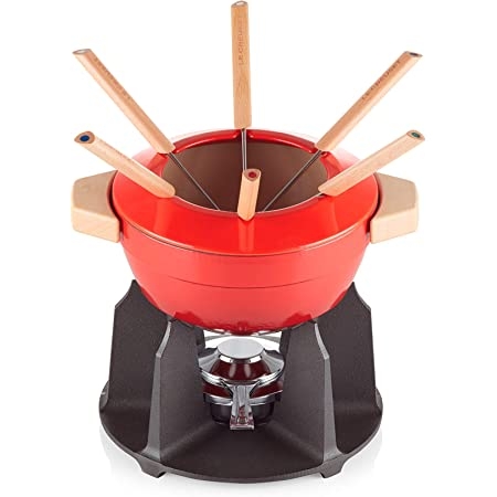 Bộ nồi ăn lẩu LeCreuset Fondue-Set m. Holzgriff 2L Kirsche - màu đỏ