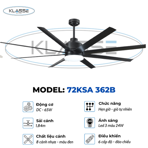Quạt Trần một đèn Klasse 72KSA 362B