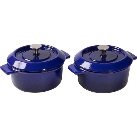 Set 2 Nồi Tròn Woll Iron Casserole mini 10 cm Cobalt Blue