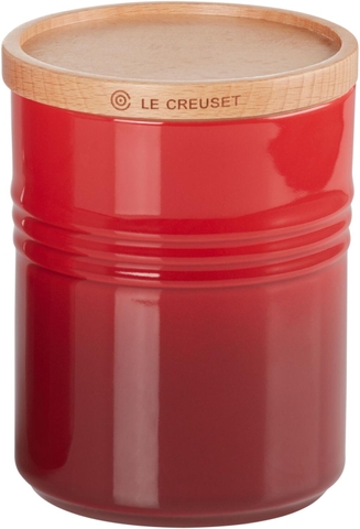 Hũ đựng nắp gỗ LeCreuset Vorratsdose m. Holzdeckel 10cm Kirsche- màu đỏ