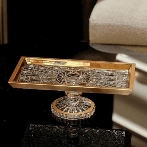 Chân bồng chữ nhật khảm vàng Arcade 34cm