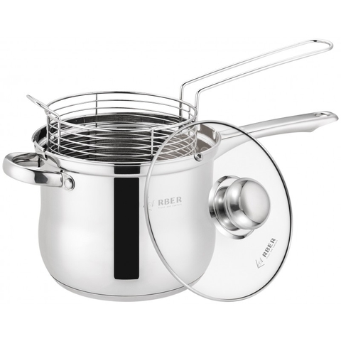 Quánh inox chiên ngâp dầu, kèm giỏ inox Arber AN-04VH