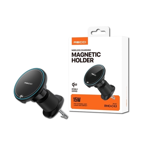 Đế giữ điện thoại tích hợp nam châm và sạc không dây dùng trên xe ô tô RECCI RHO-C43