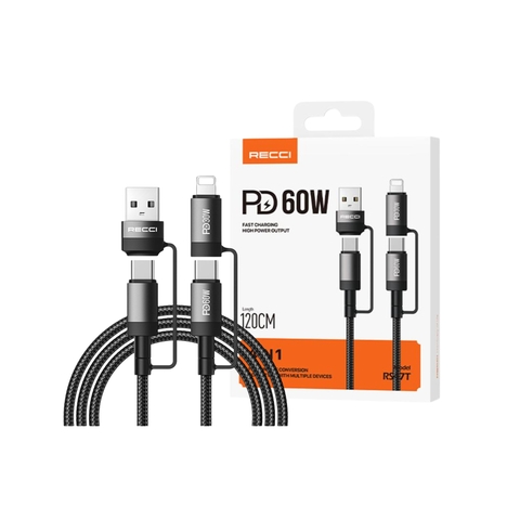 Dây sạc nhanh trên ô tô 4in1 RECCI RS47T