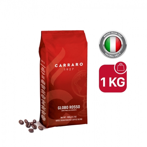 Cà phê hạt Carraro Globo Rosso 1Kg Made in Italia