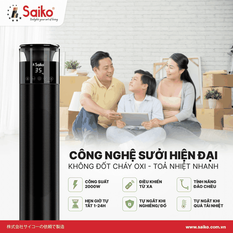 Máy Sưởi Gốm Tạo Ẩm Saiko CH-2011DH (2000W
