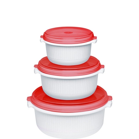 Set 3 hộp đựng thực phẩm Emsa 518999 Micro Family dùng trong lò vi sóng
