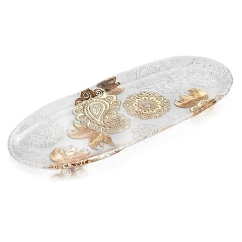 Khay Oval IVv Pashmina Clear Gold 43x17cm