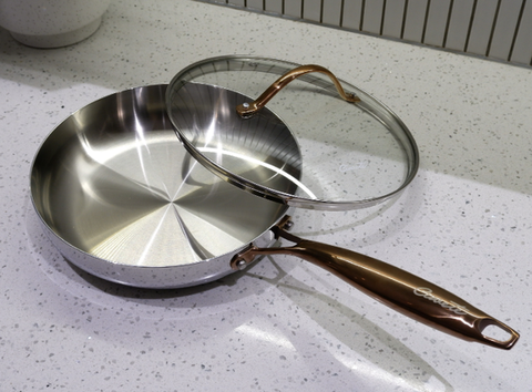 Chảo inox sâu lòng đáy liền 24cm Ciwete có nắp SS0404-A