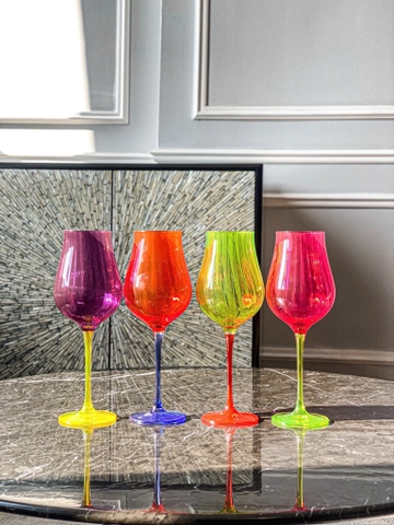 Set 4 ly vang Limosa màu 400ml Crystal Bohemia
