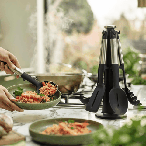 Bộ 5 dụng cụ nấu ăn silicone đế xoay 360° Joseph Joseph Elevate (Steel) 10567