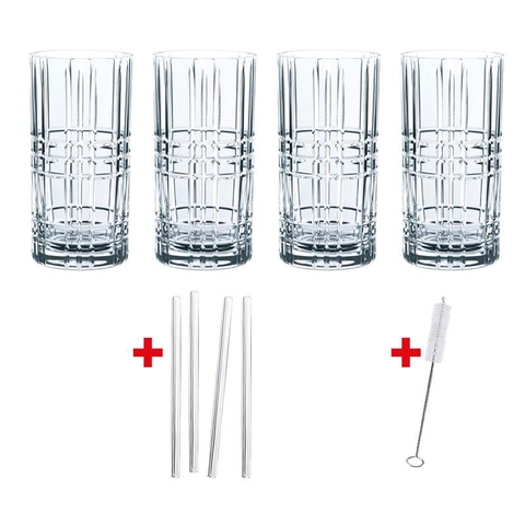 Set 4 Cốc pha lê Nachtmann TASTES GOOD Longdrink 103144 Kèm ống hút
