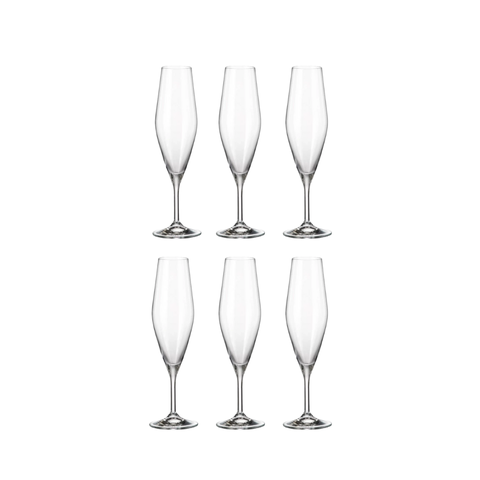 Set 6 ly champagne Gavia 210ml Crystal Bohemia