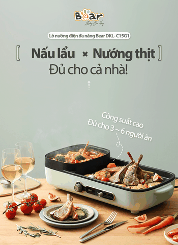 Nồi lẩu nướng 2 ngăn Bear DKL-C15G1