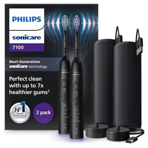 Set 2 bàn chải đánh răng điện Philips Sonicare HX7429/03 7100