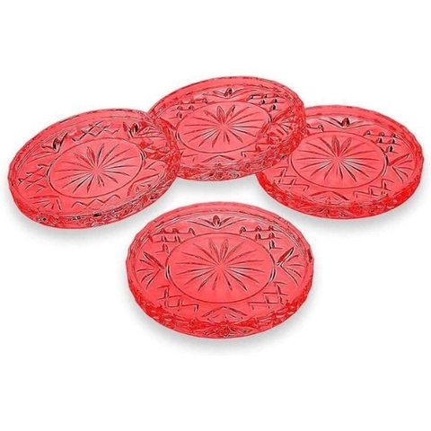 Set 4 lót ly pha lê GODINGER Dublin màu đỏ 10.2cm