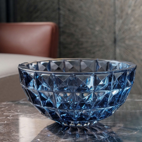 Tô kim cương xanh dương 28cm Crystal Bohemia