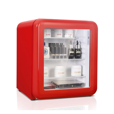 Tủ mỹ phẩm đồ uống HCK 48L SC-46R-S mini retro màu đỏ mặt kính