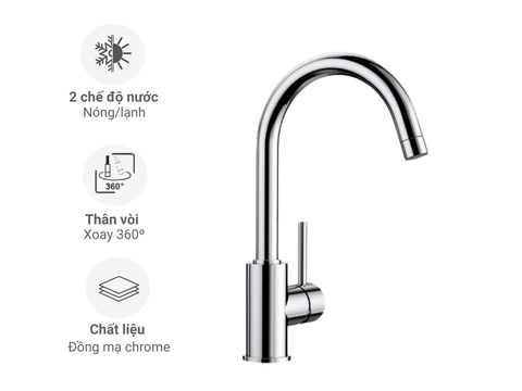 Vòi rửa bát nóng lạnh Blanco Mida Chrome 523284