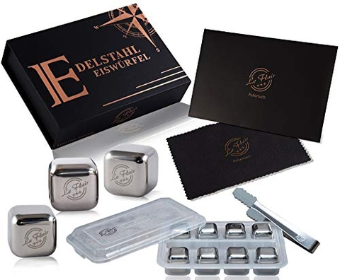 Set 8 đá whisky kim loại Edelstahl Eiswürfel