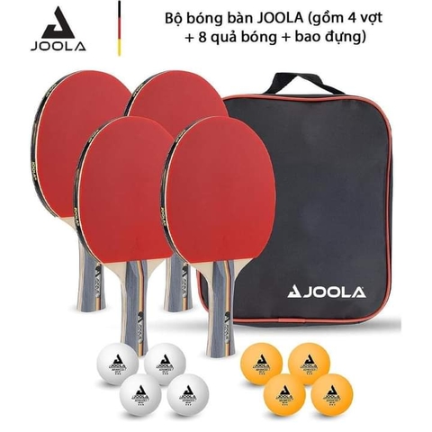 Bộ bóng bàn JOOLA (gồm 4 vợt + 8 quả bóng + bao đựng)