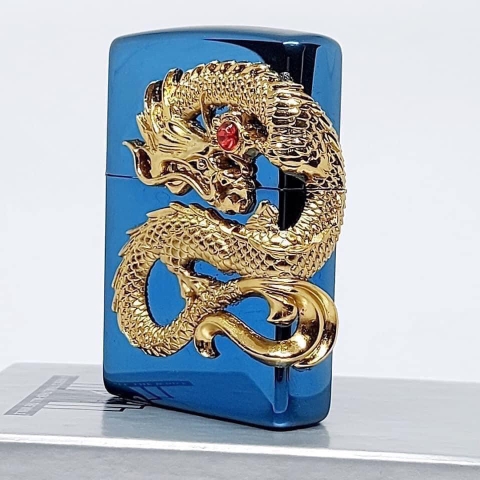 Bật lửa Zippo Dragon ốp Rồng vàng Made in USA